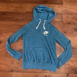 NIke Womens hoodie Sz small blue green white organic cotton recycled pol…